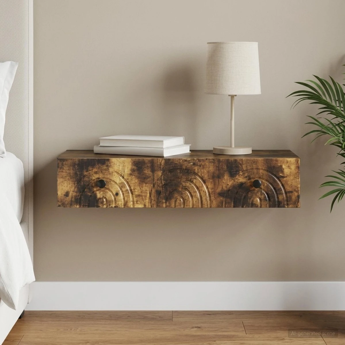 vidaXL Væghængt Sideskab Røget Eg 87,5 x 34,5 x 17 cm