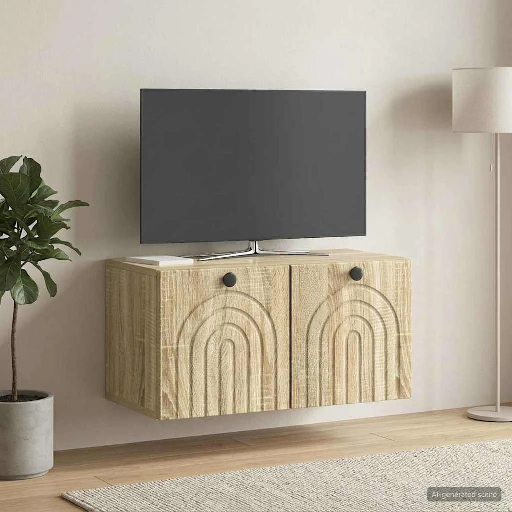 vidaXL Væghængt TV-skab Sonoma-eg, 59,5 x 31 x 30 cm