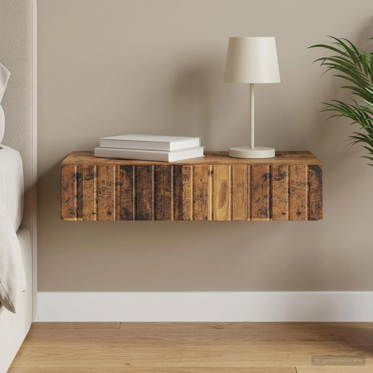 vidaXL Væghængt Sideskab i Gammelt Træ - 87,5 x 34,5 x 17 cm