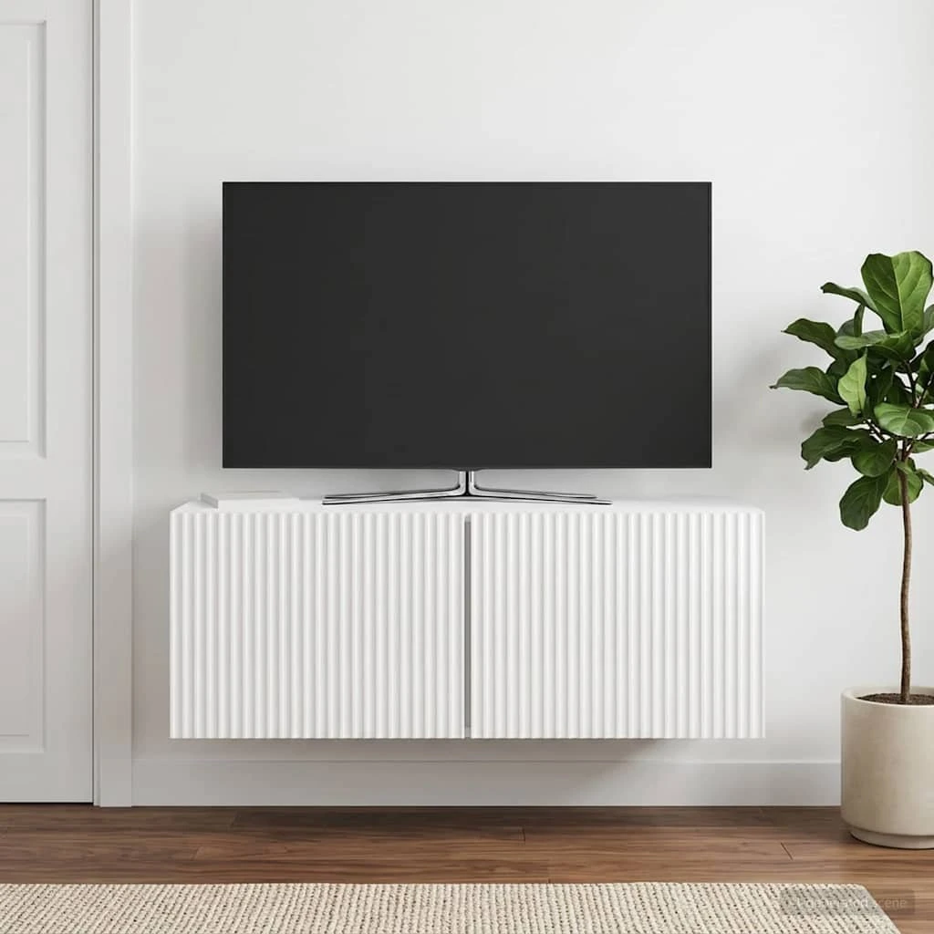 vidaXL Væghængt TV-skab 78,5x31x30 cm Hvid Højglans