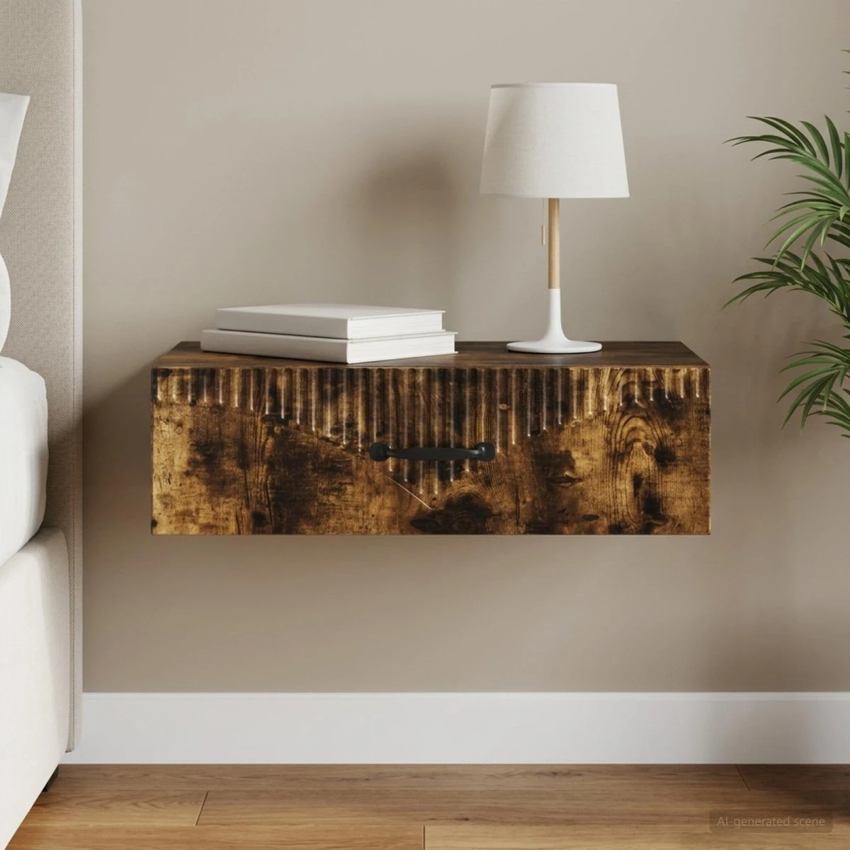 vidaXL Væghængt Sideskab i Røget Eg - 59 x 34,5 x 17 cm