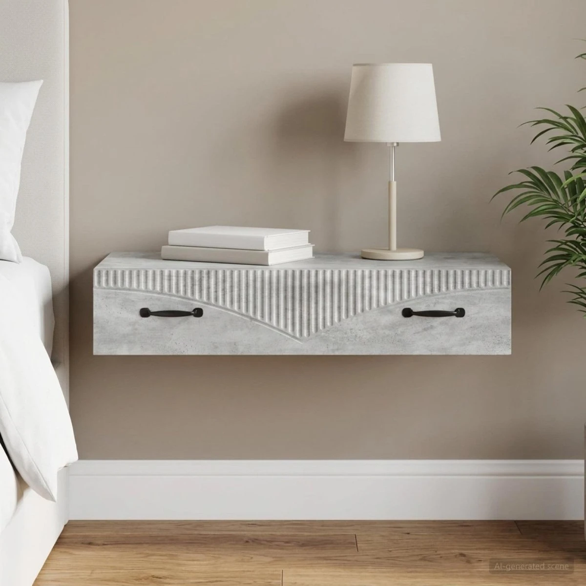 vidaXL Væghængt Sideskab 87,5x34,5x17 cm Betongrå