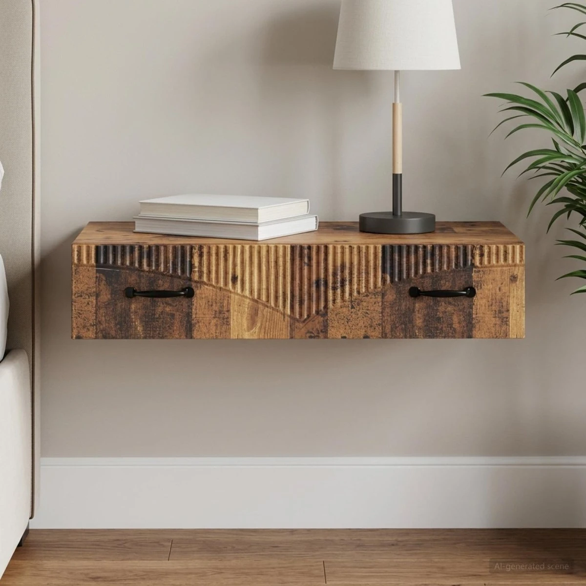 vidaXL Væghængt Sideskab 87,5 x 34,5 x 17 cm - Gammelt træ