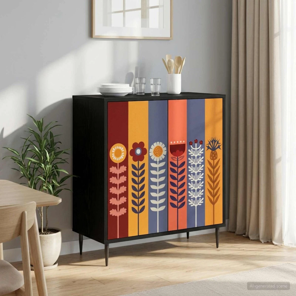 vidaXL ESSEN Sideboard i sort eg, 69 x 33 x 76 cm