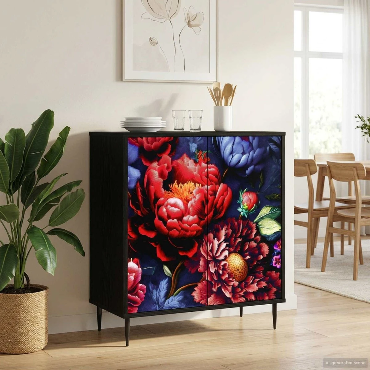 vidaXL Sideboard KIEL Sort Eg 69 x 33 x 76 cm