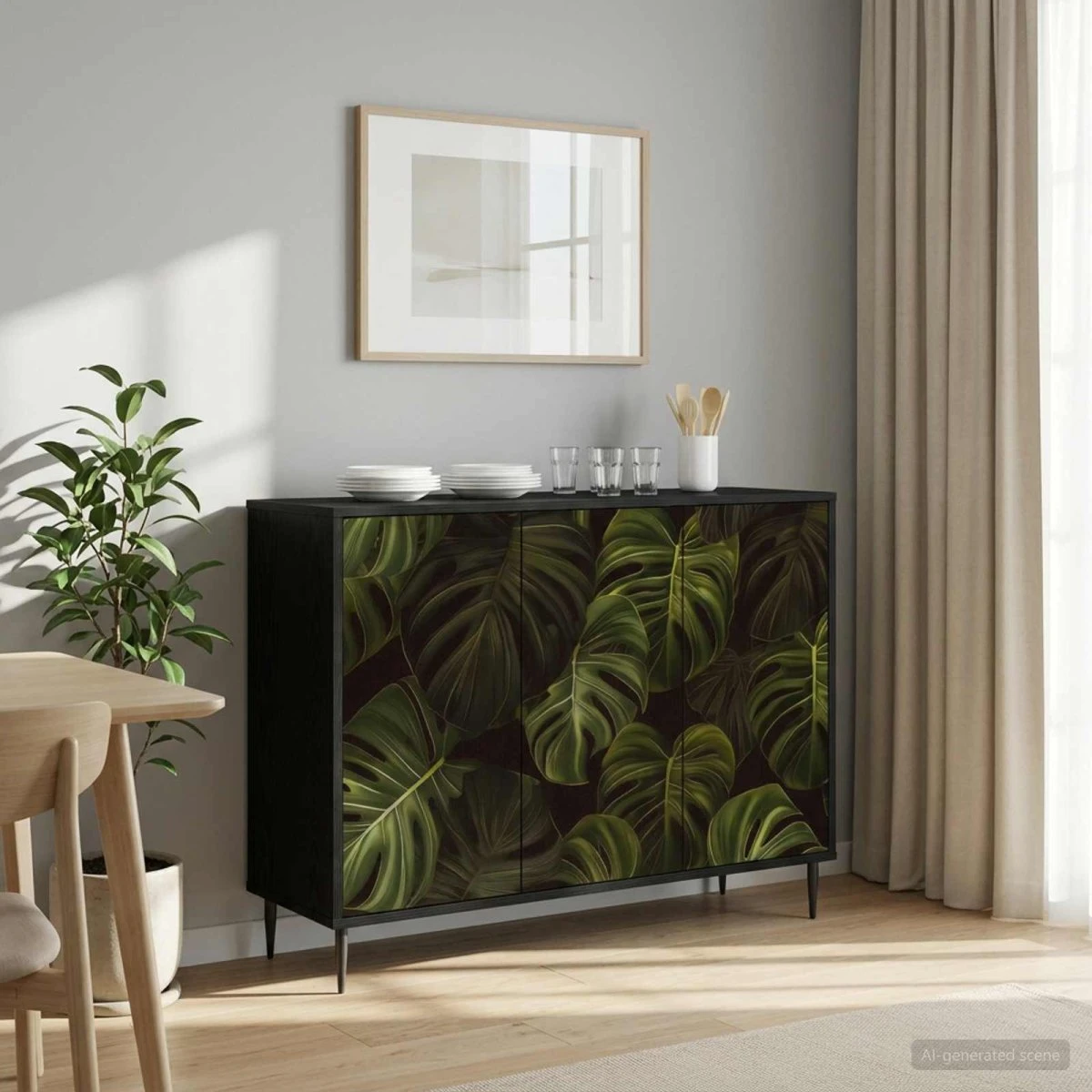vidaXL ELBURG Sideboard i sort eg, 102 x 33 x 76 cm