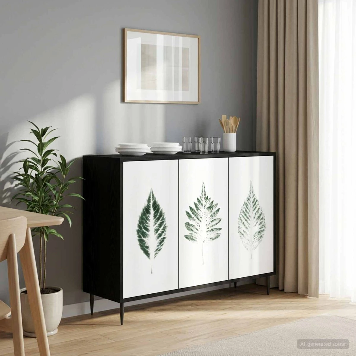 vidaXL Sideboard HANAU Sort eg 102 x 33 x 76 cm