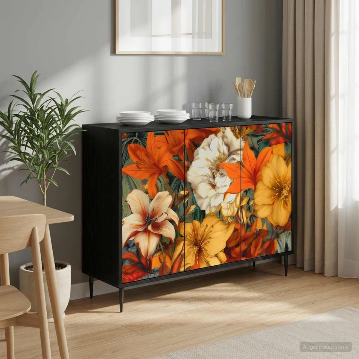vidaXL GENNEP Sideboard i sort eg, 102 x 33 x 76 cm