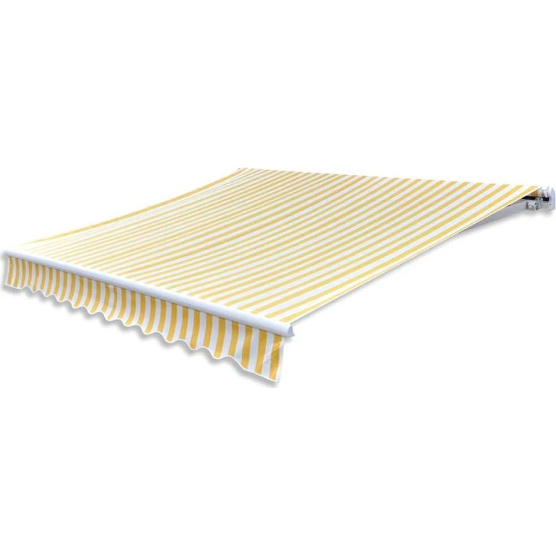 Motoriseret foldemarkise 400 cm gul/hvid