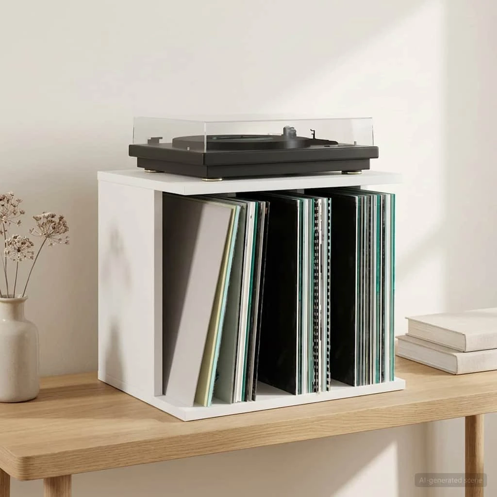 vidaXL Vinylpladeopbevaring Hvid 42 x 33 x 36 cm