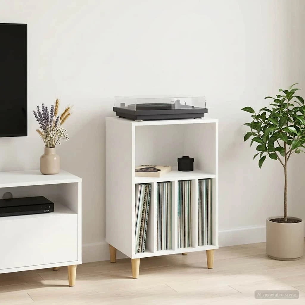 vidaXL Pladespiller Stativ Hvid 47 x 39,5 x 74,5 cm