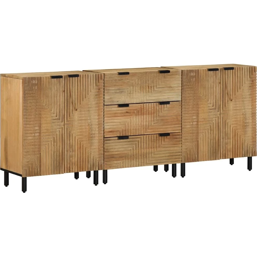 vidaXL Skænke 3 stk. 60x33x75 cm i massivt mangotræ, brun