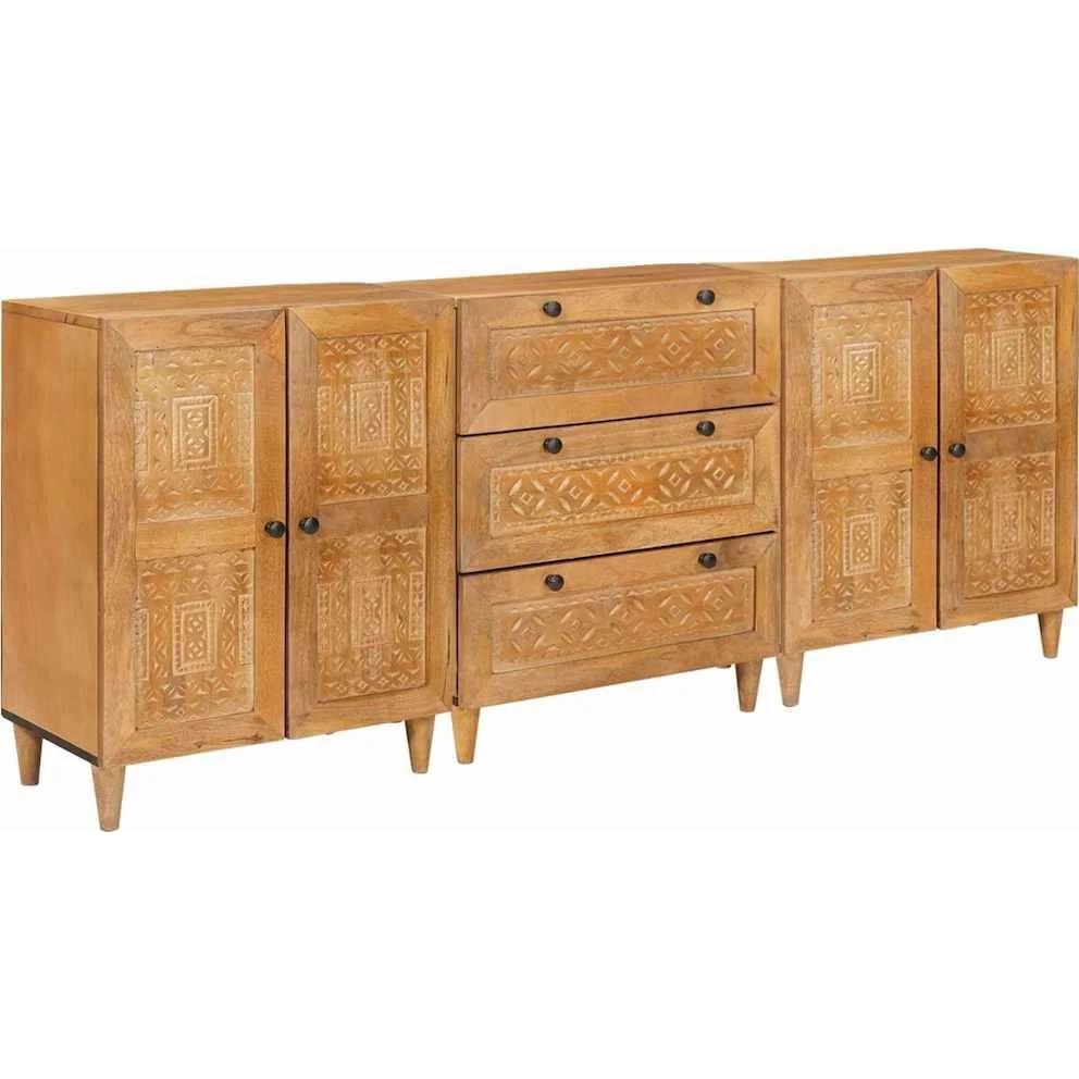 vidaXL Sideboard i massivt mangotræ, Brun, 180 x 33,5 x 75 cm