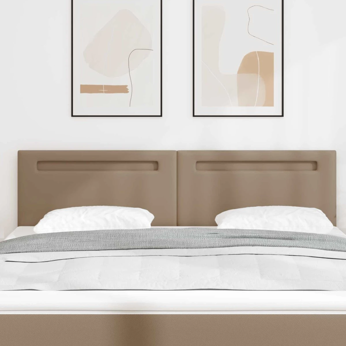 vidaXL LED-sengegavl 180 cm i cappuccino kunstlæder
