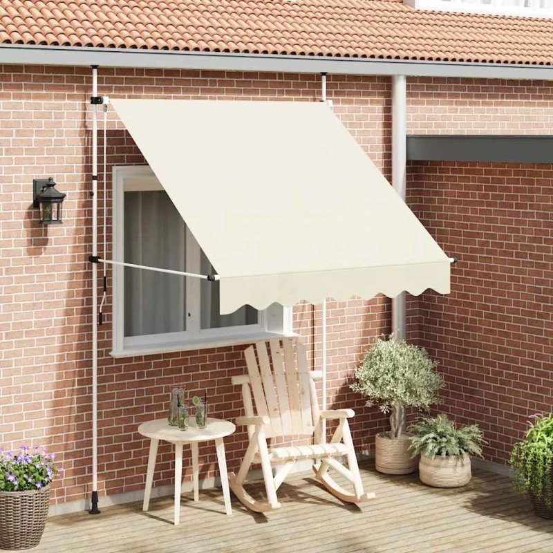 Foldemarkise 200 cm manuel – creme, PU-coated