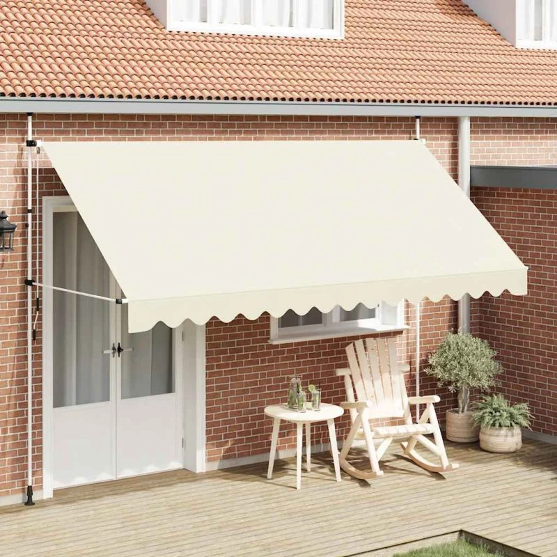 Foldemarkise manuel 400 cm creme - vand- og UV-resistent