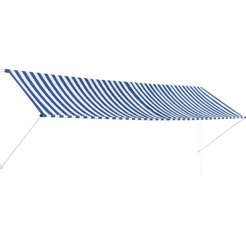 Foldemarkise 400x150 cm blå/hvid - vandafvisende & UV-bestandig