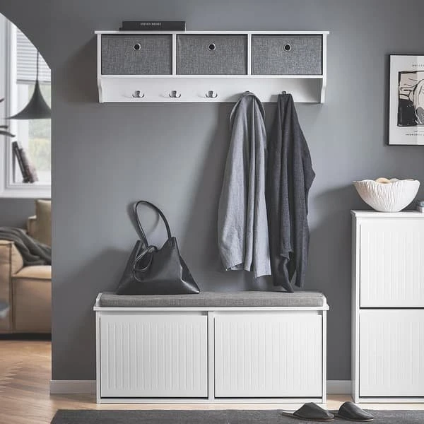 SoBuy Skoskab Entrébænk FSR98-XL-W
