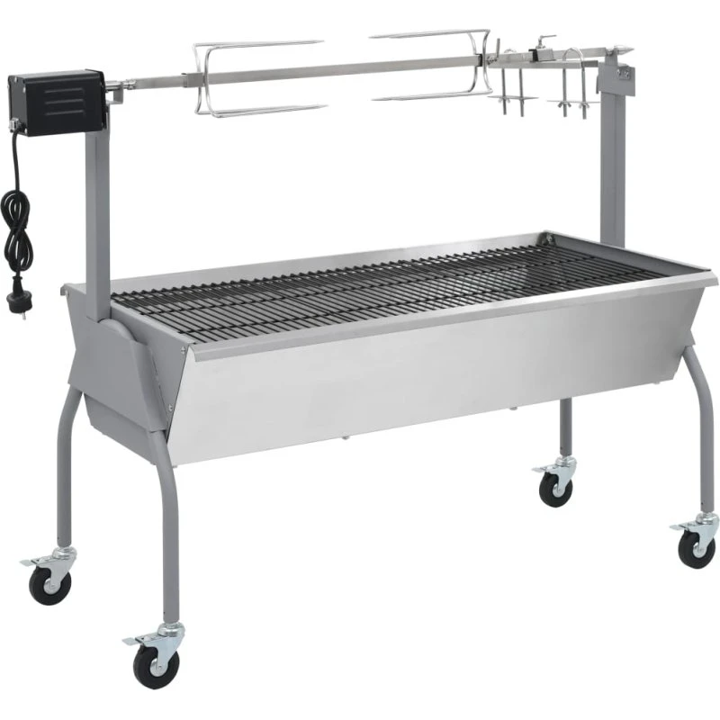 Elektrisk rotisserie-grill i rustfrit stål, transportabel
