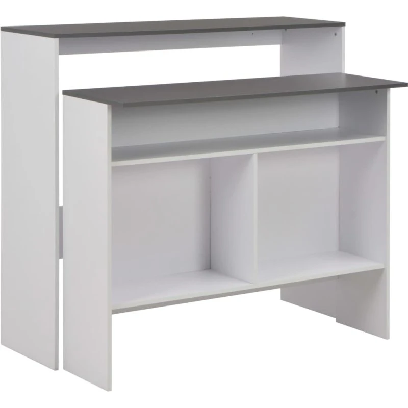 Barbord 130x40x120 cm hvid med grå bordplader