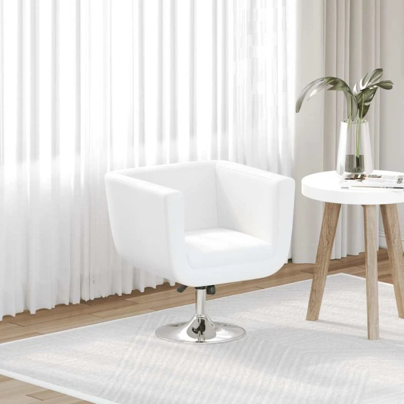 Hvid barstol i kunstlæder med krom stel, drejelig og højdejusterbar
