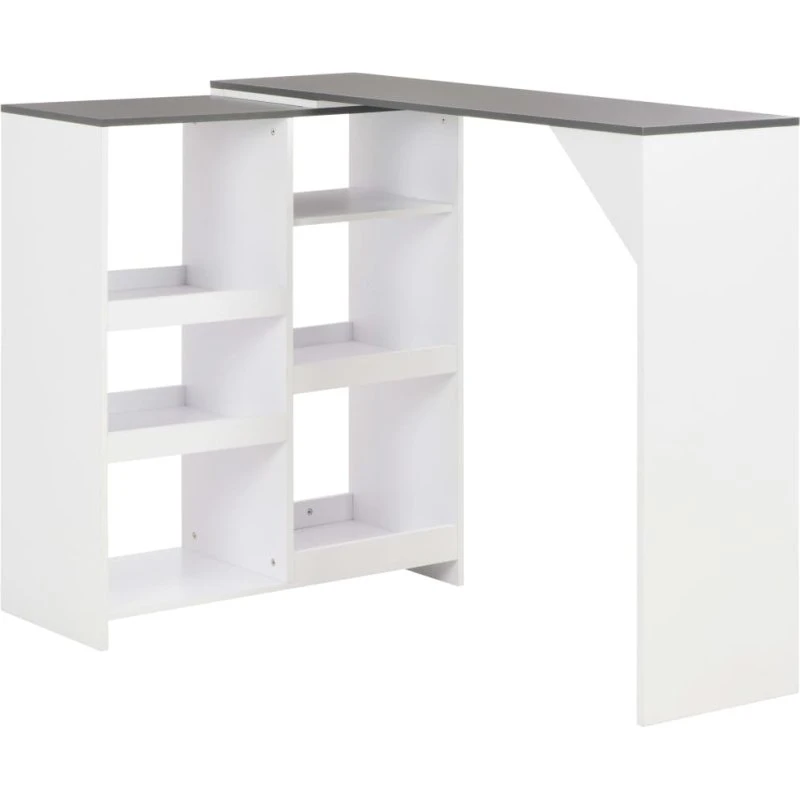 Barbord med flytbar hylde 138x39x110 cm – hvid