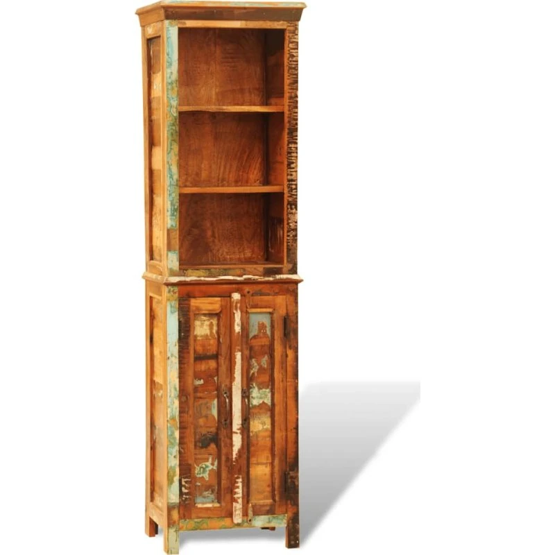 Bogreol i genbrugstræ, vintage med skab og 3 hylder