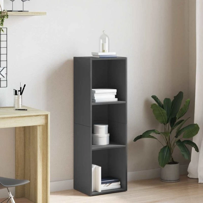 Bogreol/TV-bord 36x30x114 cm – grå højglans