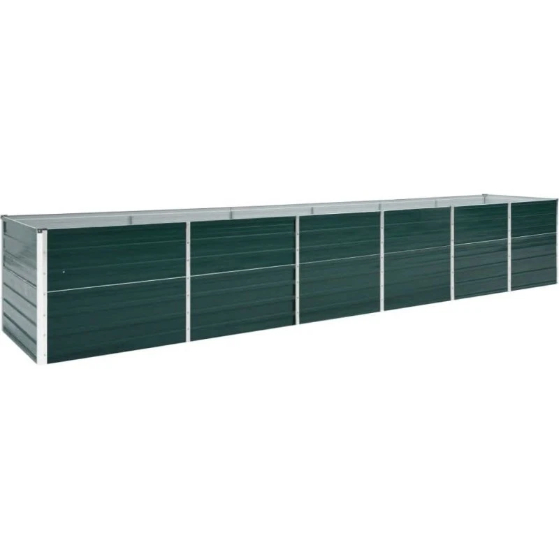 Forhøjet plantekasse 480×80×77 cm galvaniseret stål, grøn