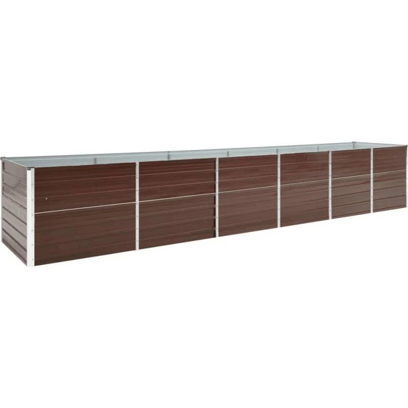 Forhøjet plantekasse 480×80×77 cm – galvaniseret stål, brun