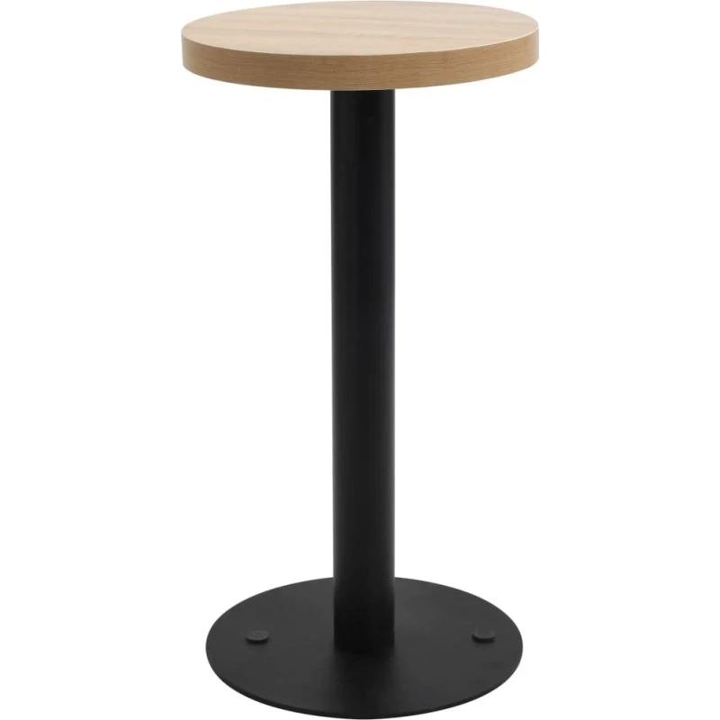 Bistrobord 40 cm MDF lysebrun med sort stålfod