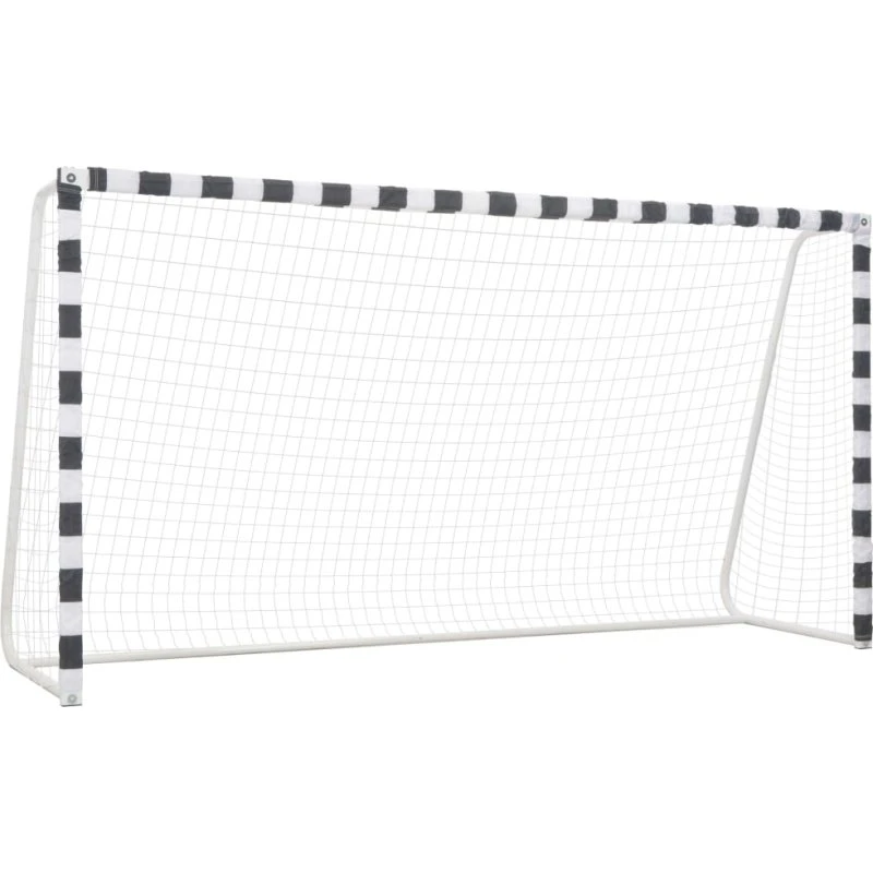 Fodboldmål 300x160x90 cm – metal, sort/hvid