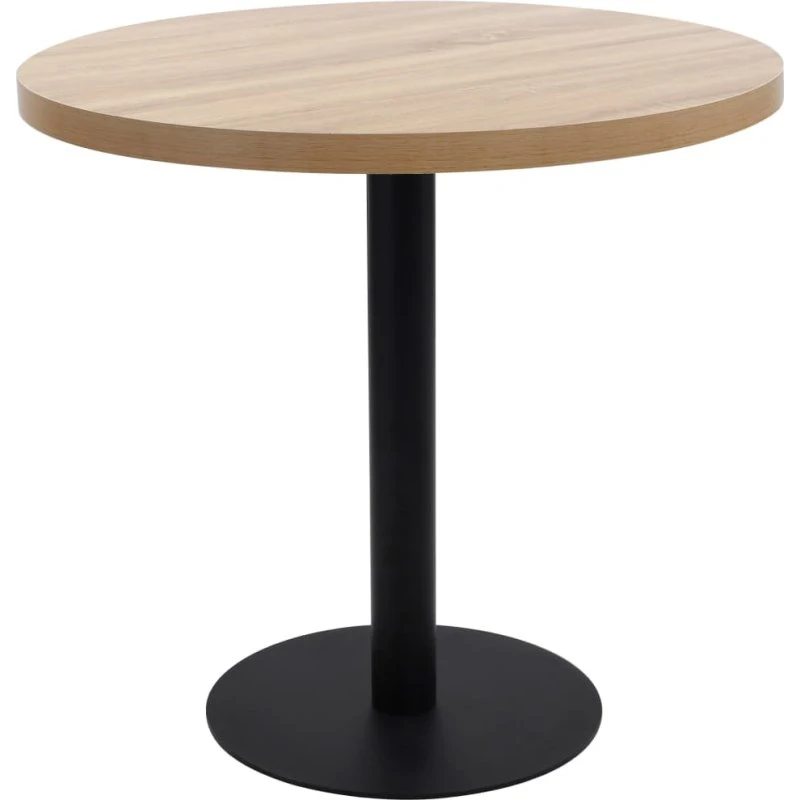 Bistrobord 80 cm MDF lysebrun med sort stålstel