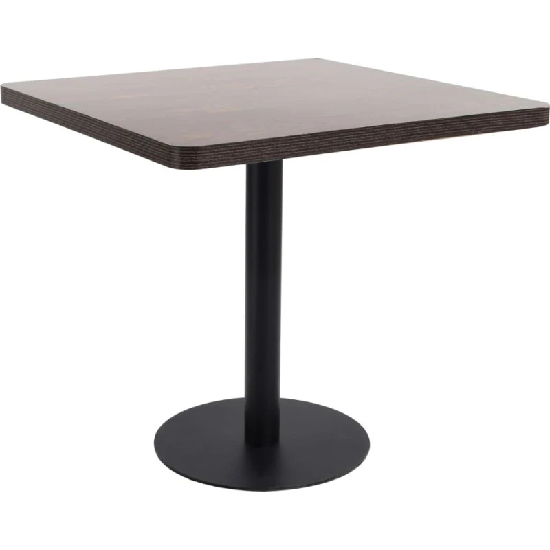 Bistrobord 80x80 cm MDF mørkebrun med stålstel