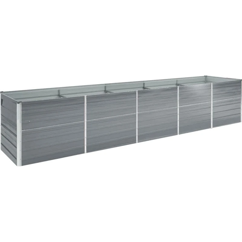 Forhøjet plantekasse 400×80×45 cm galvaniseret stål – grå