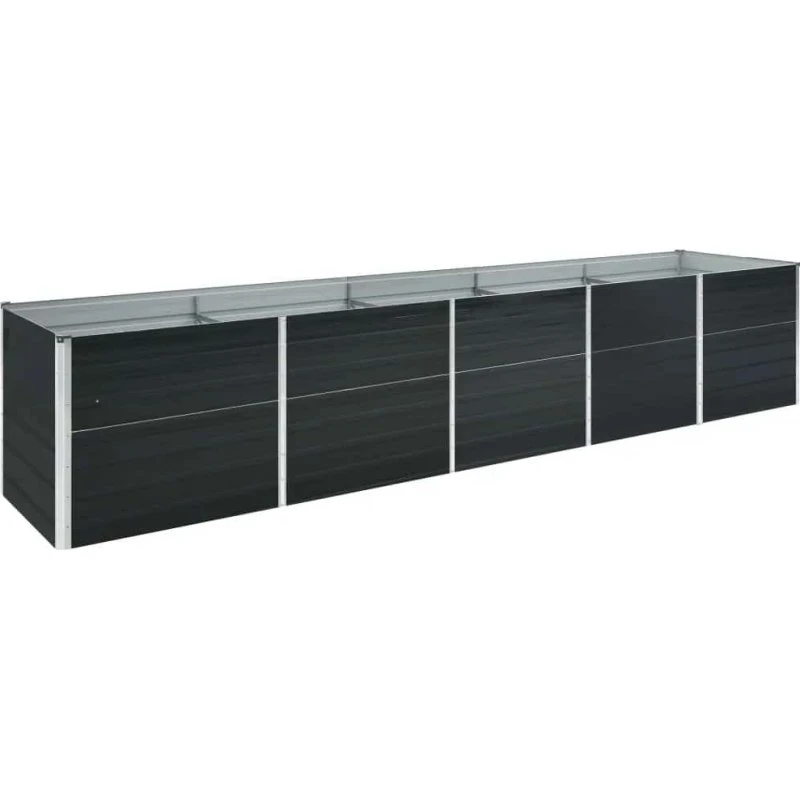 Forhøjet plantekasse 400x80x45 cm - galvaniseret stål, antracit
