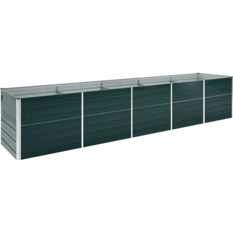 Forhøjet plantekasse 400×80×77 cm galvaniseret stål, grøn