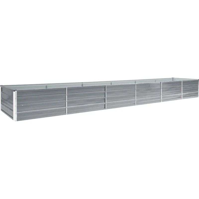Forhøjet plantekasse 480x80x45 cm galvaniseret stål - grå