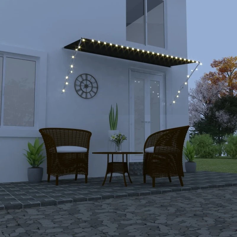 Foldemarkise med LED 350x150 cm – Antracitgrå