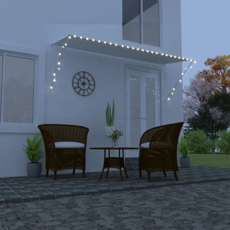 Foldemarkise med LED 300×150 cm – creme