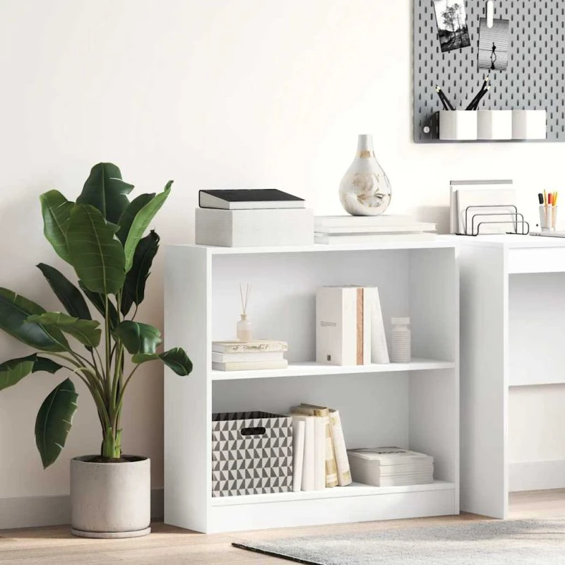 Kompakt bogreol 80x24x75 cm hvid - konstrueret træ