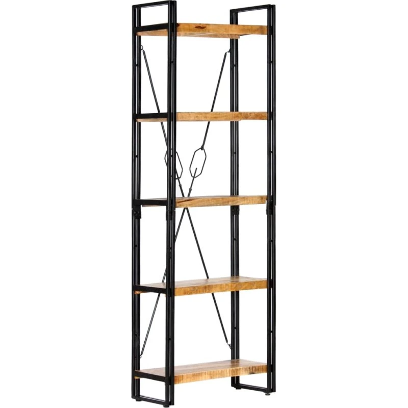 Bogreol 5 hylder 60x30x180 cm i massivt mangotræ