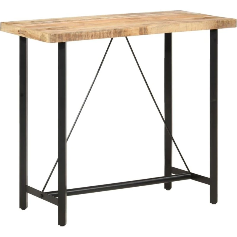 Barbord i ru mangotræ 120x58x107 cm – industrielt look