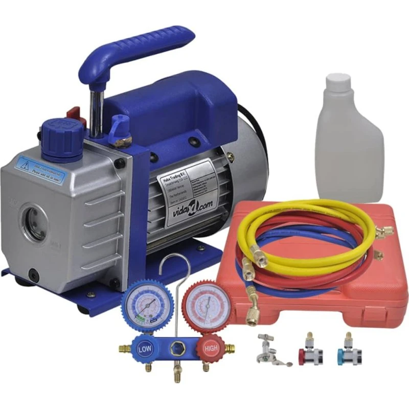 Ettrins vakuumpumpe m. 2-vejs manifold og trykmålere