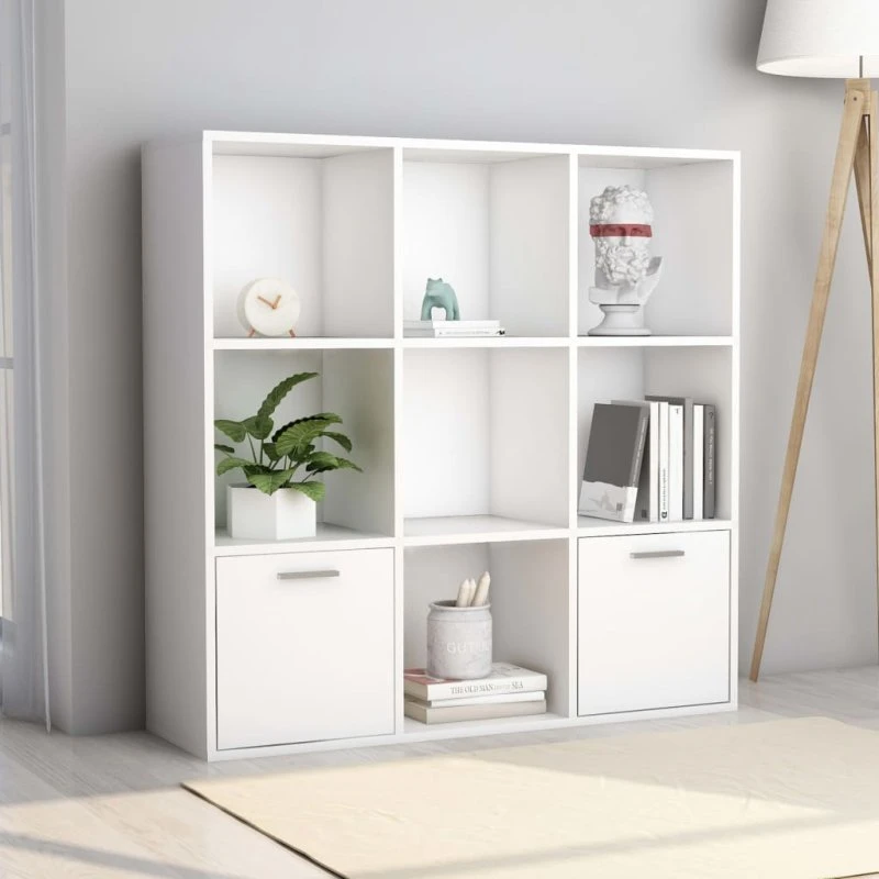 Bogreol 98x30x98 cm i konstrueret træ - hvid
