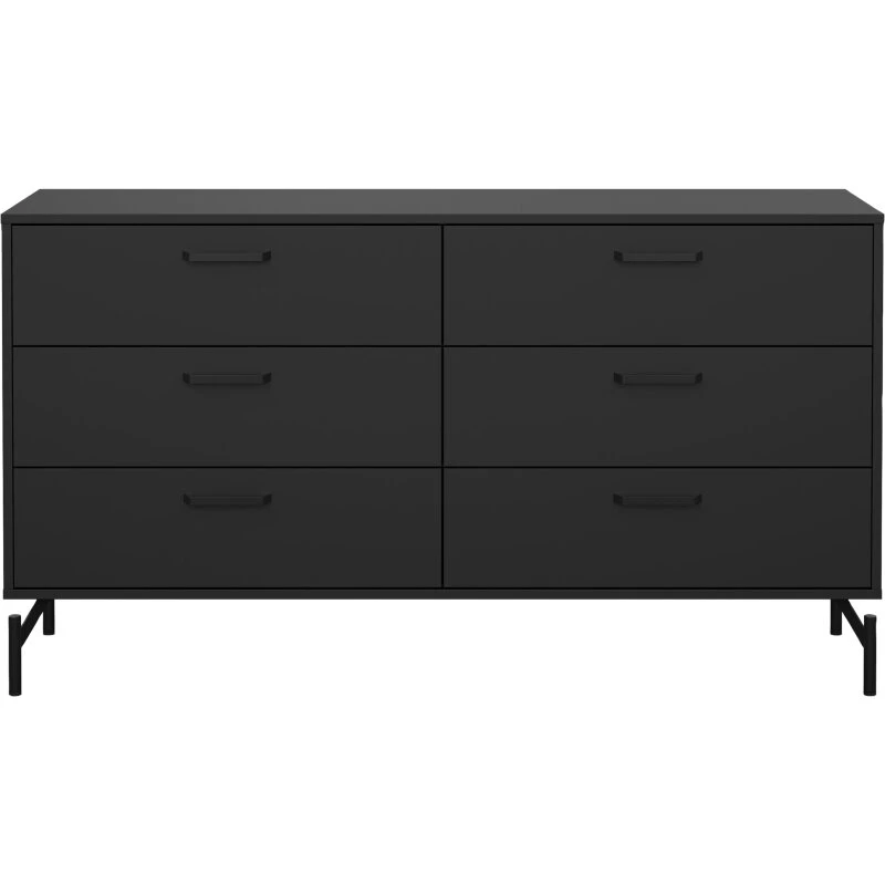 Dana dobbeltkommode 6 skuffer, mat sort 138,7x39,8x76,6 cm