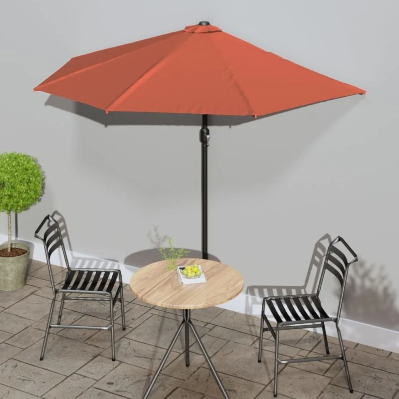Altanparasol halvrund 270x144x222 cm - terrakotta