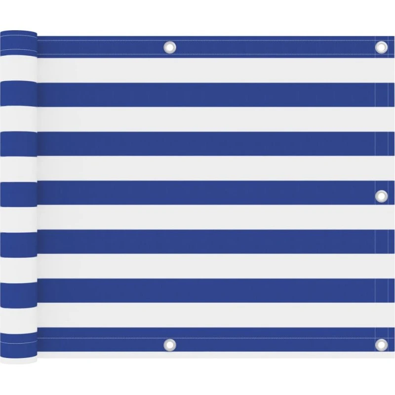 Altanafskærmning 75x500 cm PU-belagt oxfordstof – hvid/blå