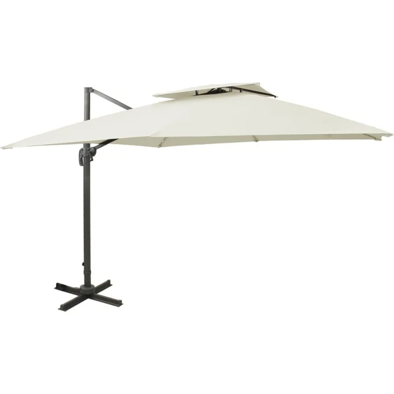 Fritstående haveparasol dobbelt top 300x300 cm – sand
