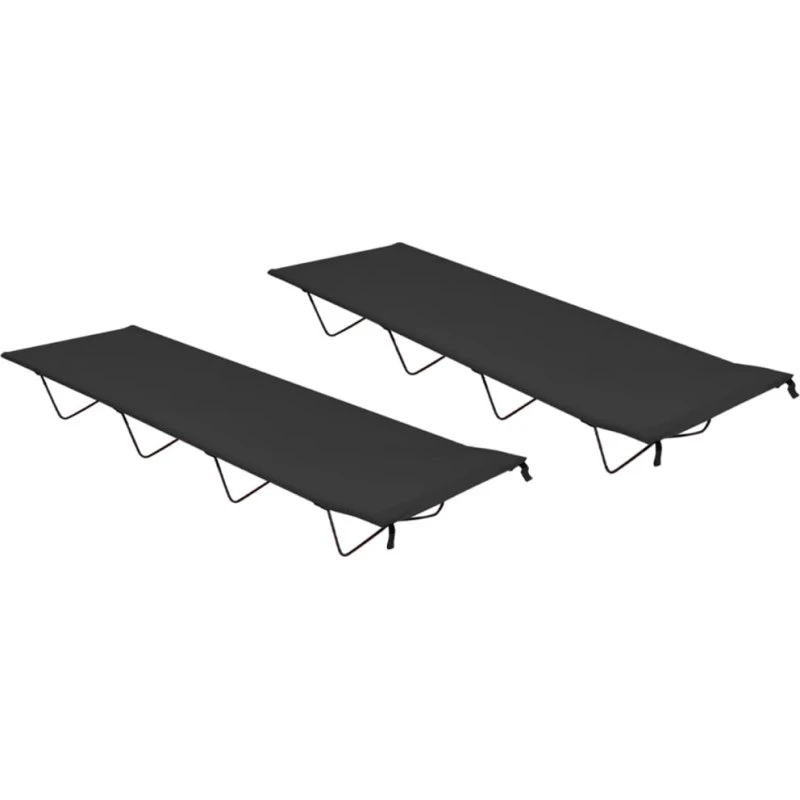 2-pack campingsenge 180x60x19 cm – 600D oxford & stål, sort
